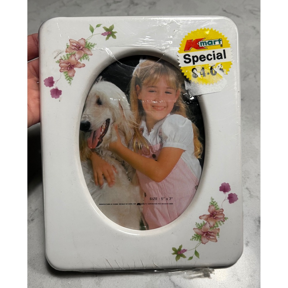 Vtg 90s Melannco Porcelain Picture Frame 5x7 Floral Oval SEALED Kmart Special